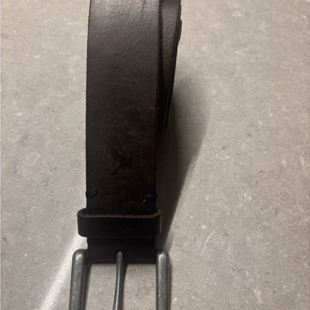 Dark Brown Leather Belt with Silver Buckle